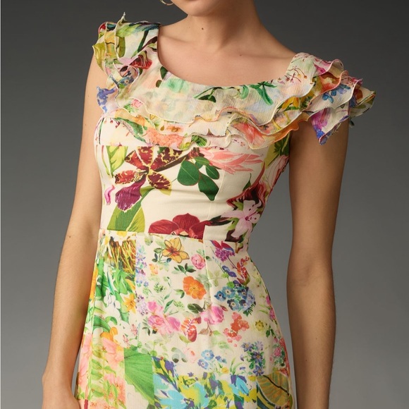 Anthropologie NWT Mandira Wirk off the shoulder asymmetrical floral dress - Picture 3 of 10